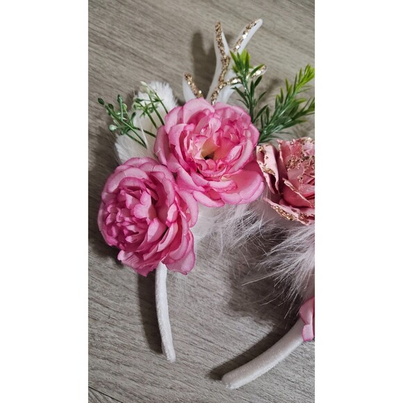 Handmade Light-Up Floral Antler Headband LED Deer Antlers Festival Costume NWOT - Picture 4 of 9